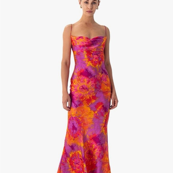 Ronny Kobo Collection Dresses & Skirts - Ronny Kobo Collection Pink and Orange Tie-Dye Cowl Slip Maxi Dress. 🌸🛳️🍹🌴